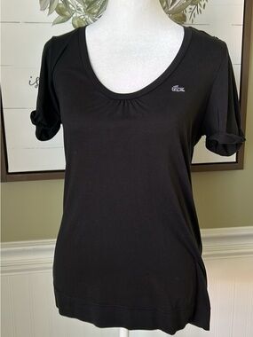 Lacoste Black Scoop Neck Short Sleeve Tee